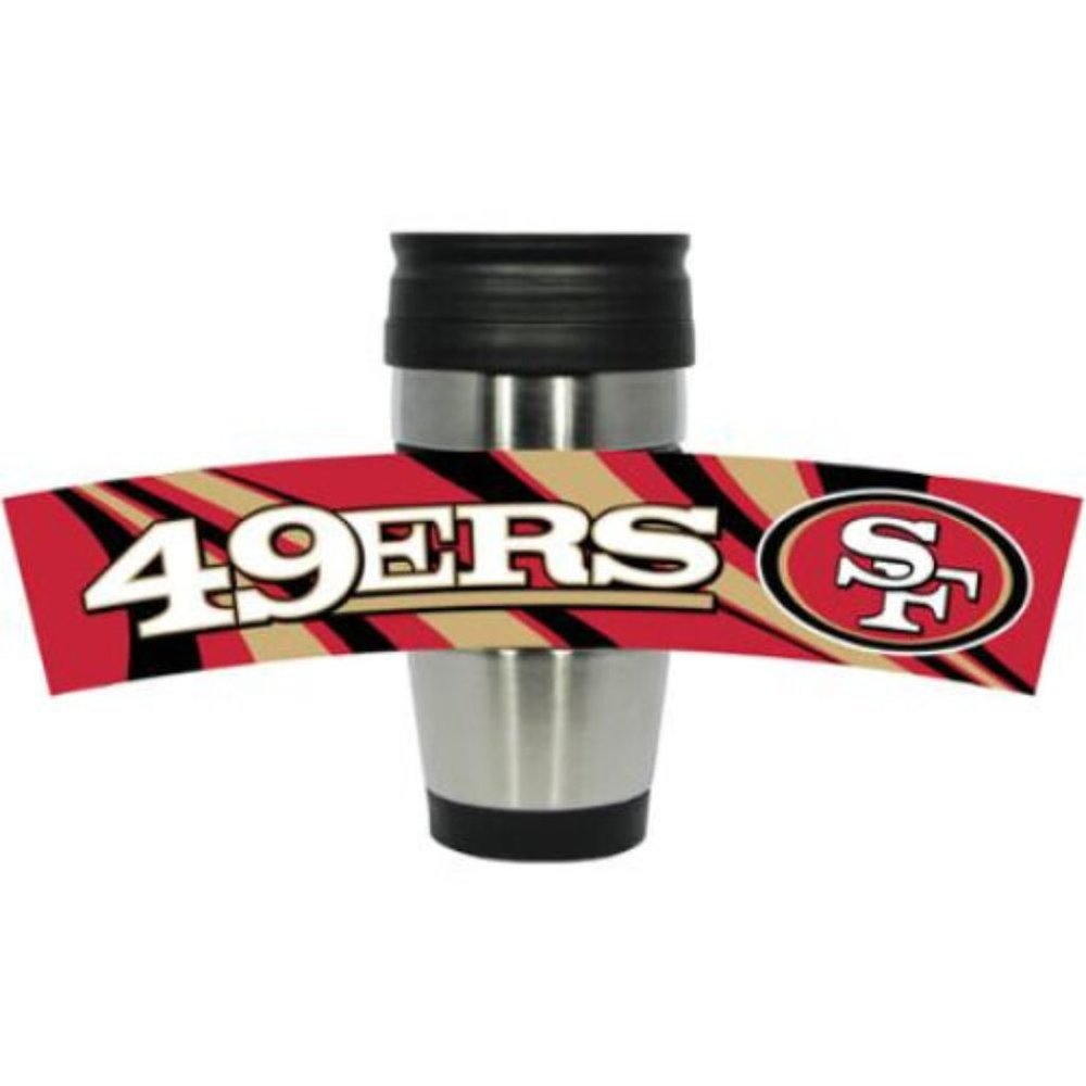 NFL Football Stainless Steel Travel Mug Rubberized Wrap 3D Team Logo 15 oz